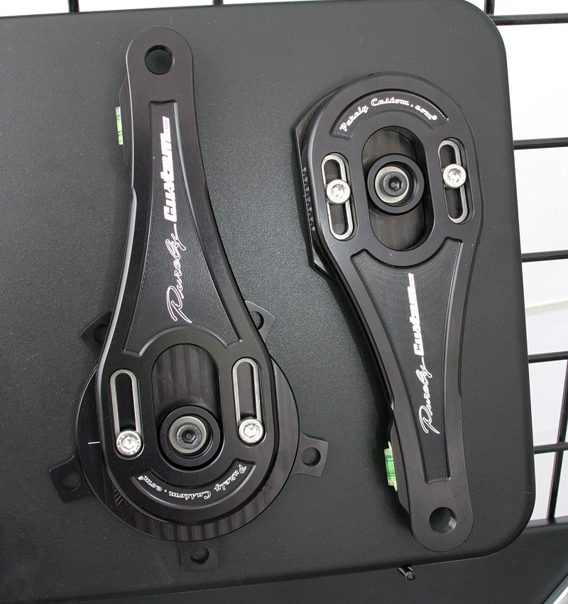 Adjustable length crank arms for bike fitting were also on display
